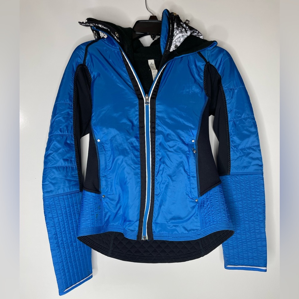 LULULEMON Run: Bundle Up Fleece Hoodie Jacket Black Beaming Blue Women’s 4 $198.
